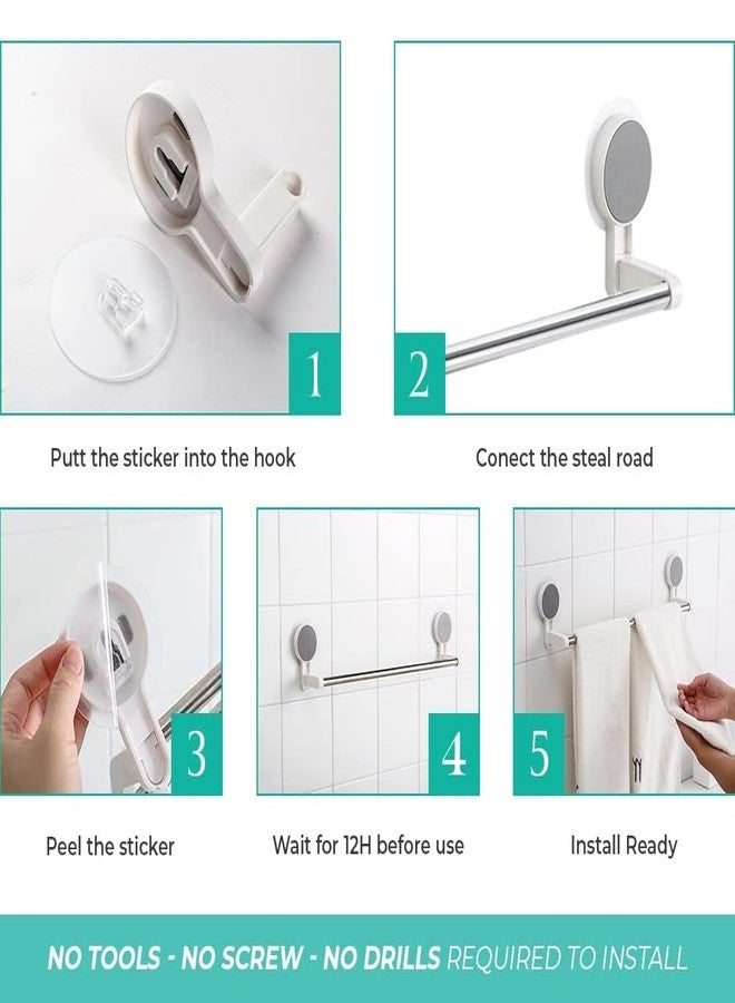 Style Keepers 2-Piece Adhesive Towel Rod Set | No-Drill Bathroom Towel Holder with Strong Suction Base & Stainless-Steel Bar | Rustproof Space-Saving Towel Hanger for Bathroom, Kitchen & Wash Basin - Image 3